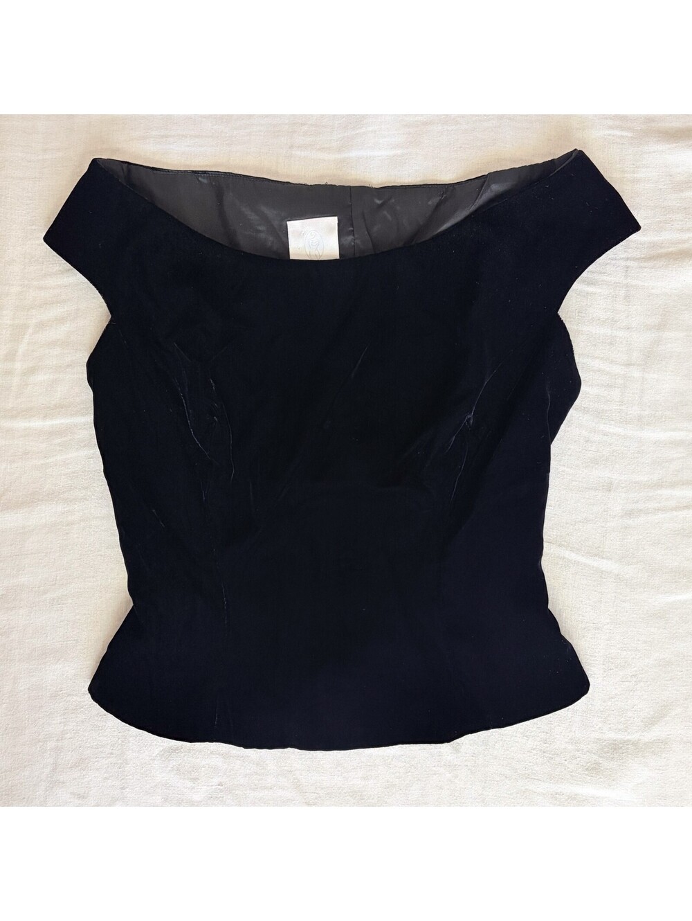 Vintage Whimsygoth Top Velvet Off Shoulder Corset Bustier Blouse Zip 90s